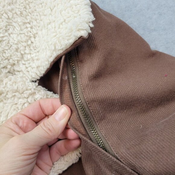 Quicksilver Jacket Womens Size Large Brown Sherpa Lined Faux Fur Moto QSW - Picture 6 of 12